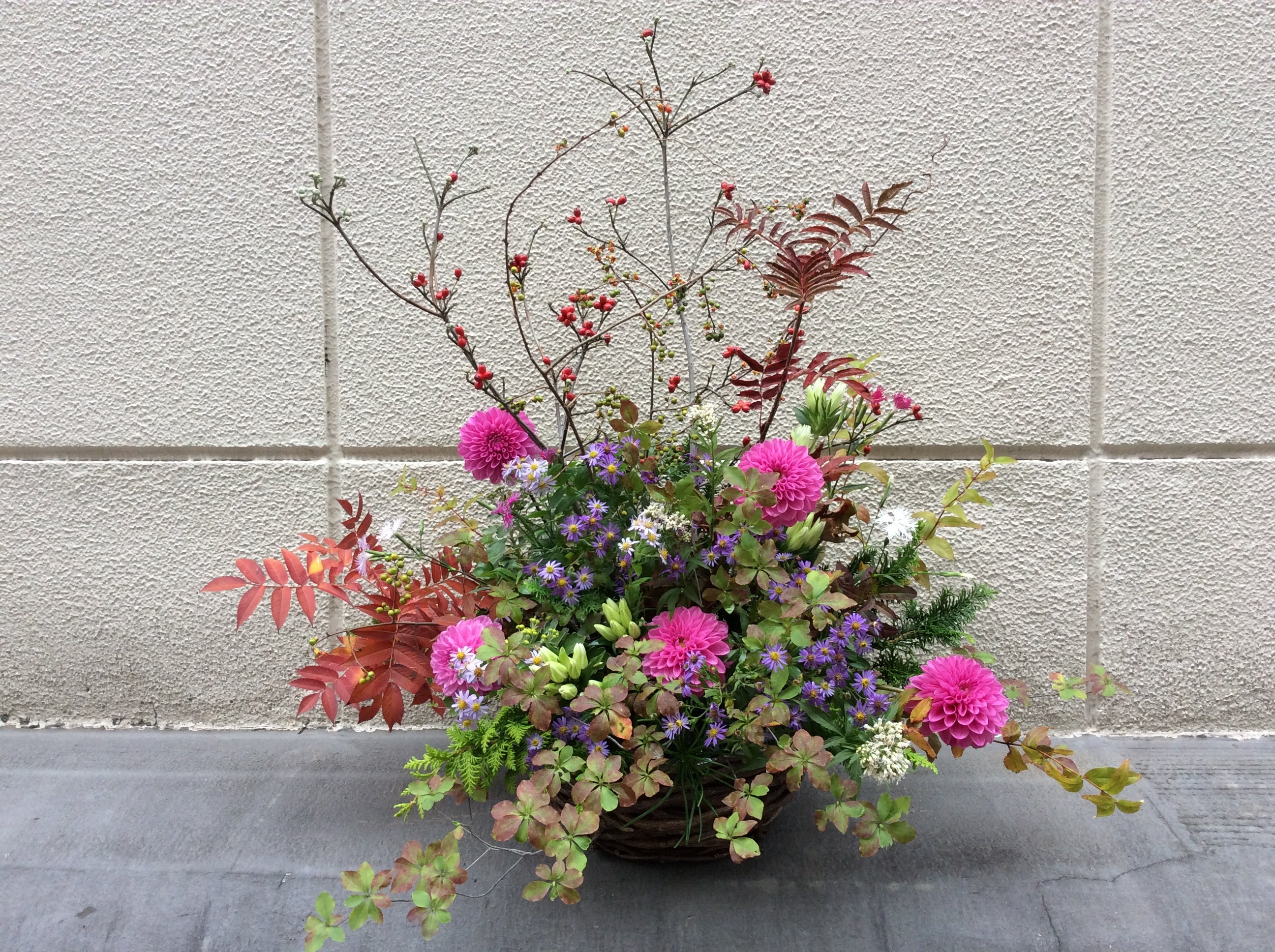 かごのアレンジメント